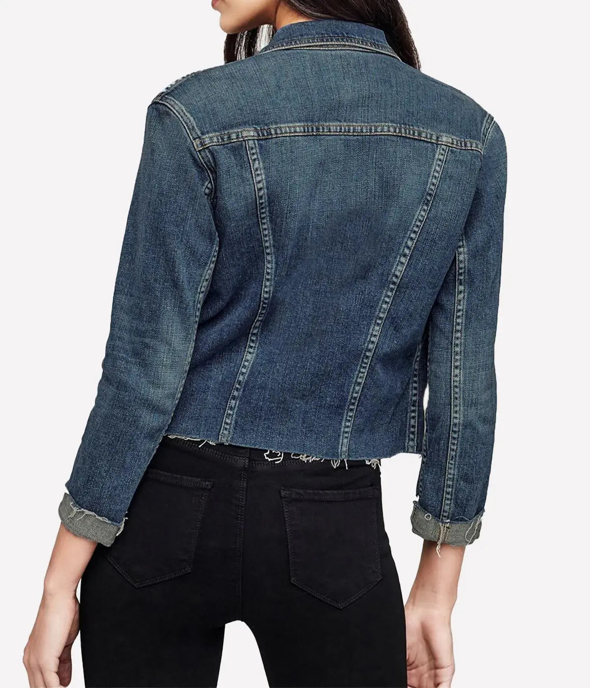 Janelle Slim Raw Denim Jacket in Authentique