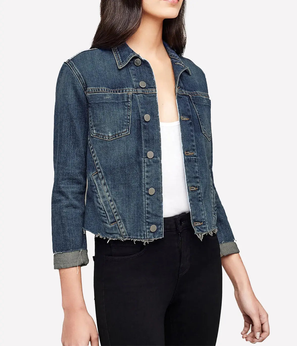 Janelle Slim Raw Denim Jacket in Authentique