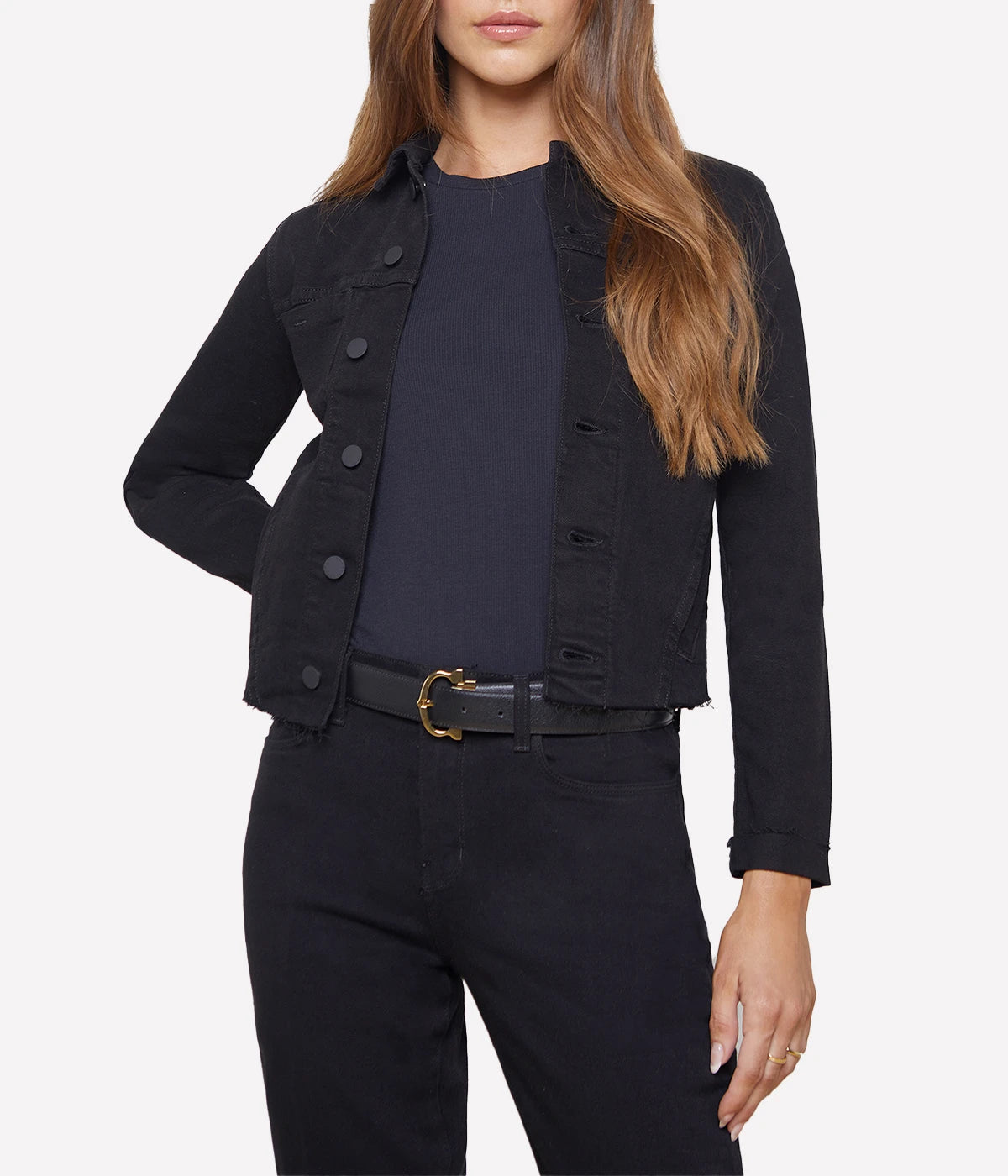 Janelle Slim Raw Jacket in Saturated Black
