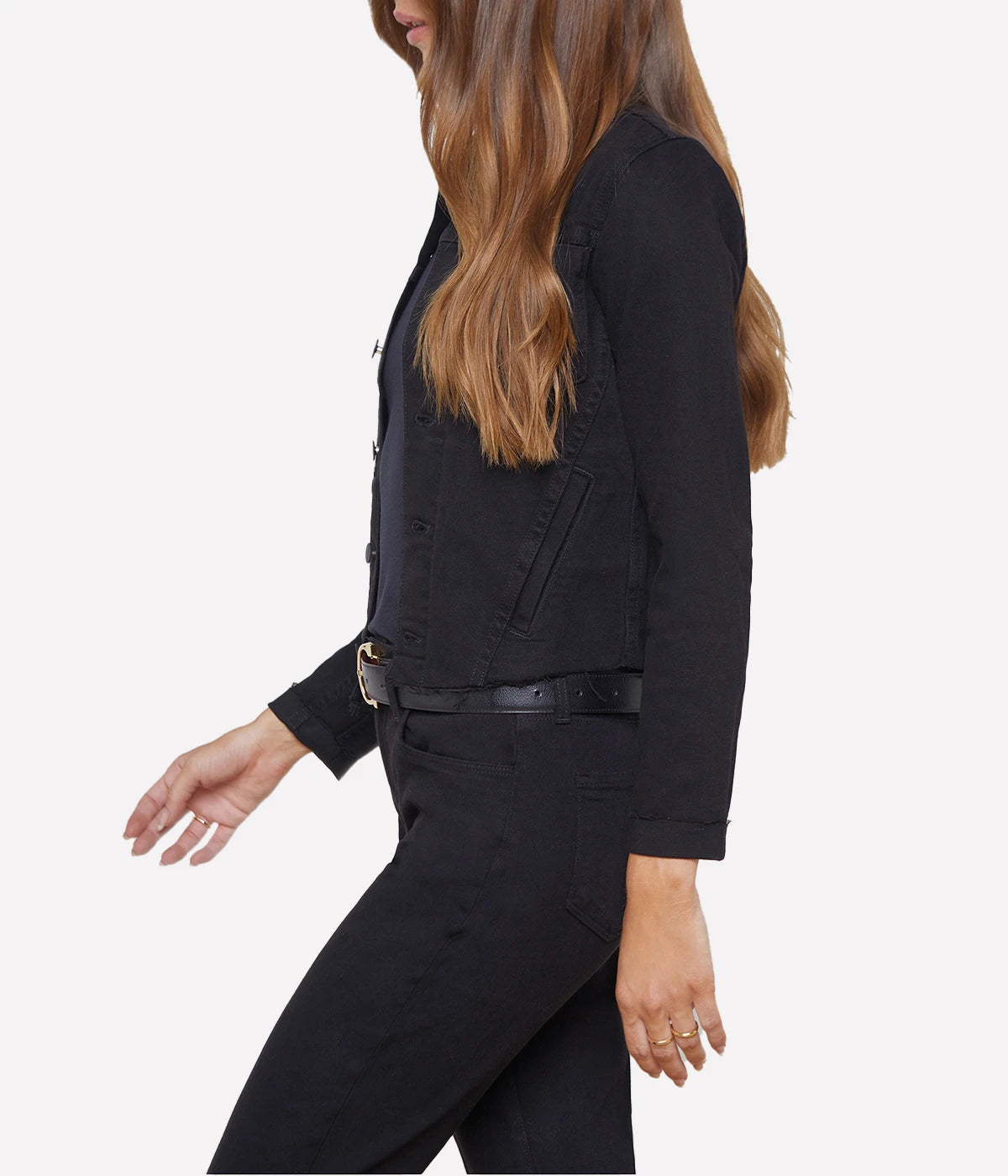 Janelle Slim Raw Jacket in Saturated Black