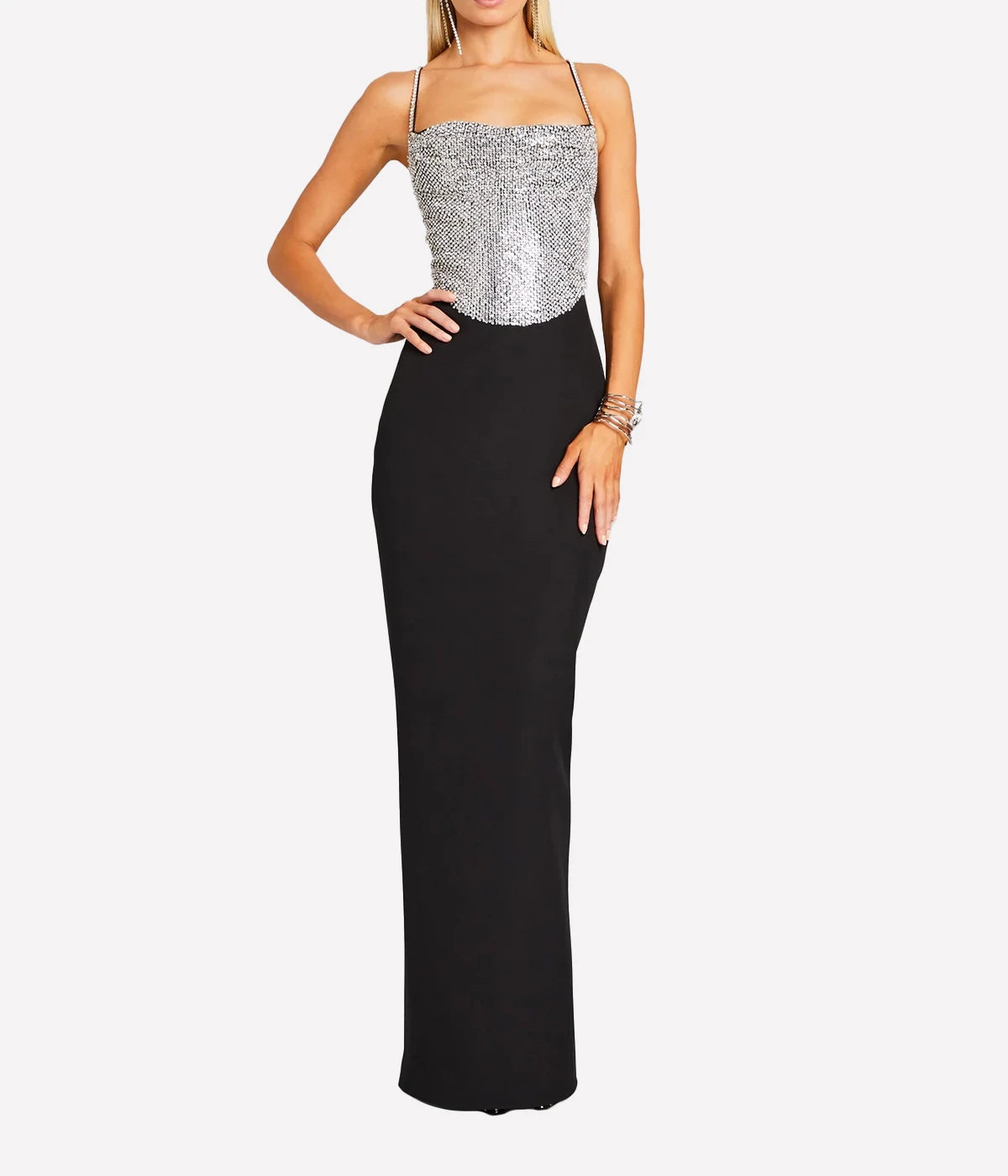 *FINAL SALE* Jazlyn Dress in Black & Silver