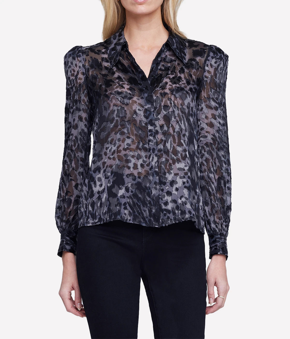 Jenica Blouse in Black Multi Oil Leopard