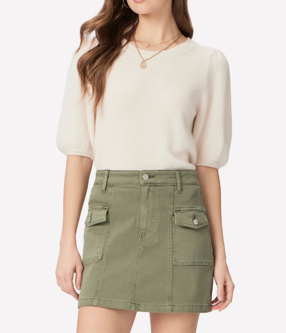 *FINAL SALE* Jessie Denim Skirt in Vintage Green Ivy