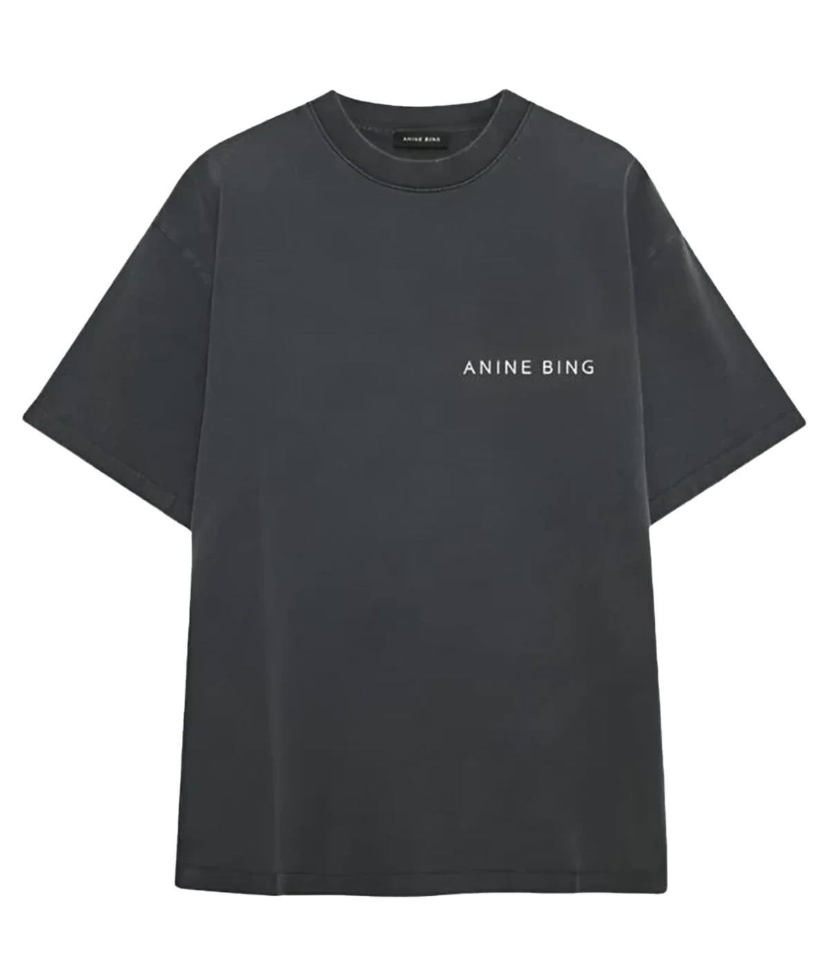 ALT text: ANINE BING Kent Tee Twisted Snake in Washed Charcoal with a bold twisted snake graphic on premium cotton.
