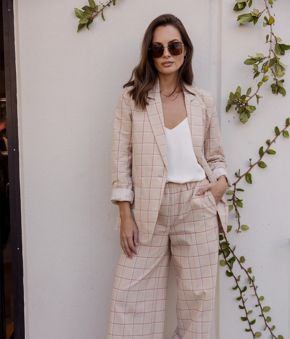 Organic Tartan Boxy Jacket In Peonia