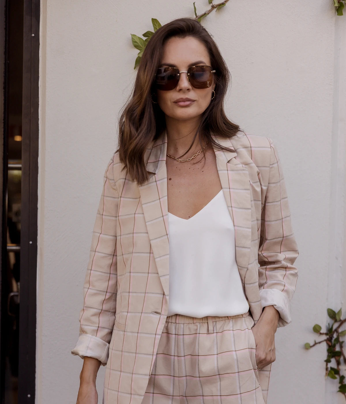 Organic Tartan Boxy Jacket In Peonia