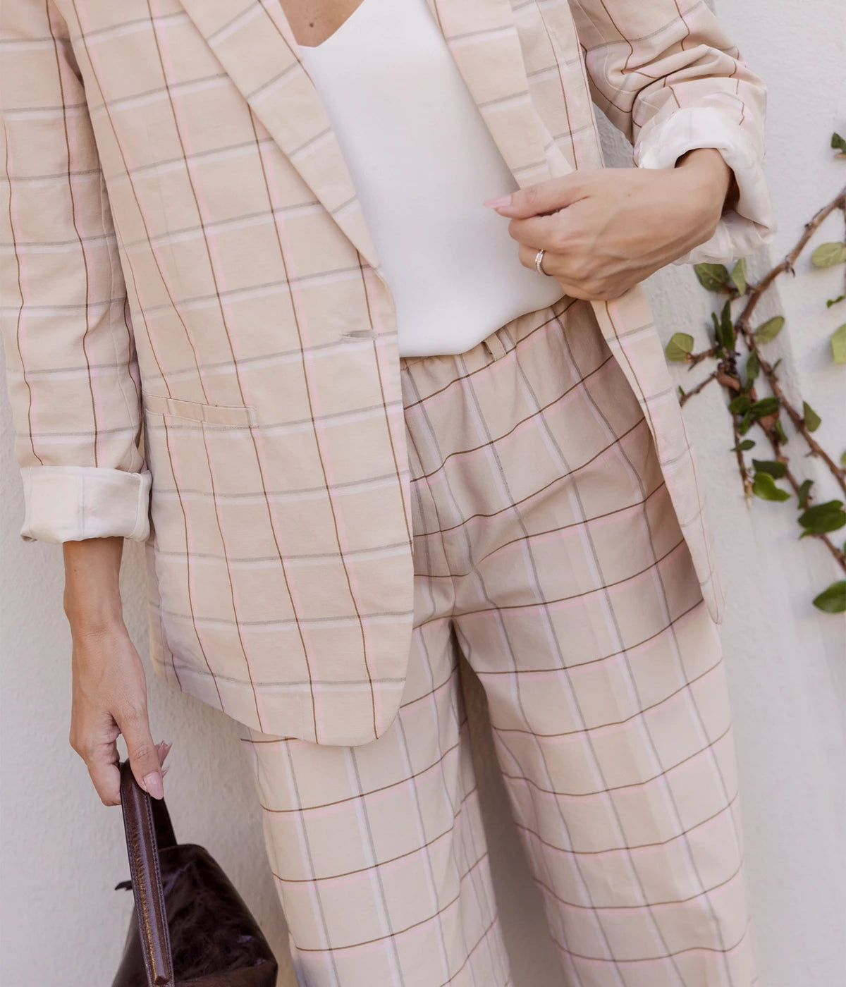 Organic Tartan Boxy Jacket In Peonia