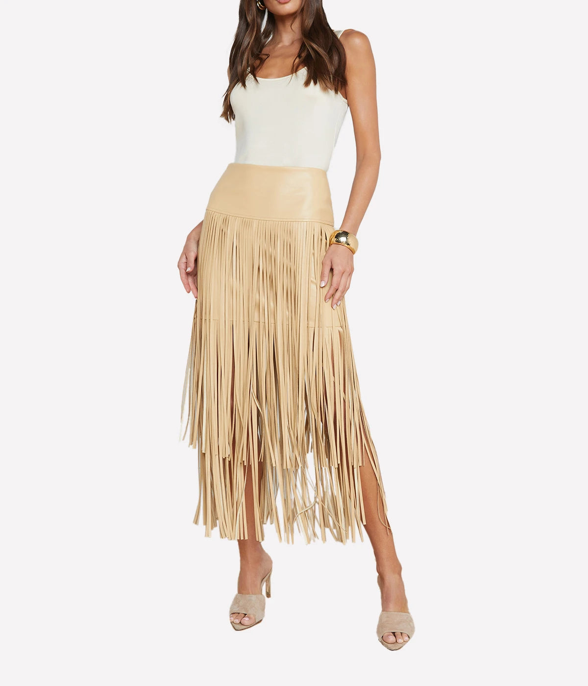 *FINAL SALE* Karolina Fringe Skirt in Croissant