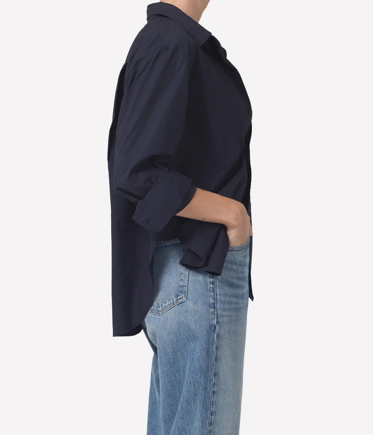 Kayla Shrunken Shirt in Navy