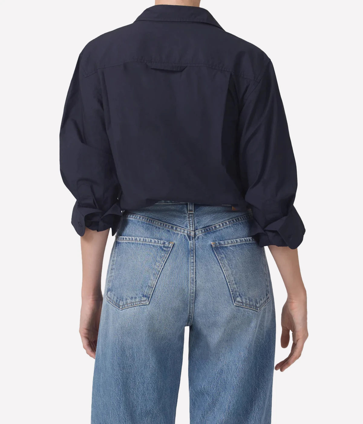 Kayla Shrunken Shirt in Navy