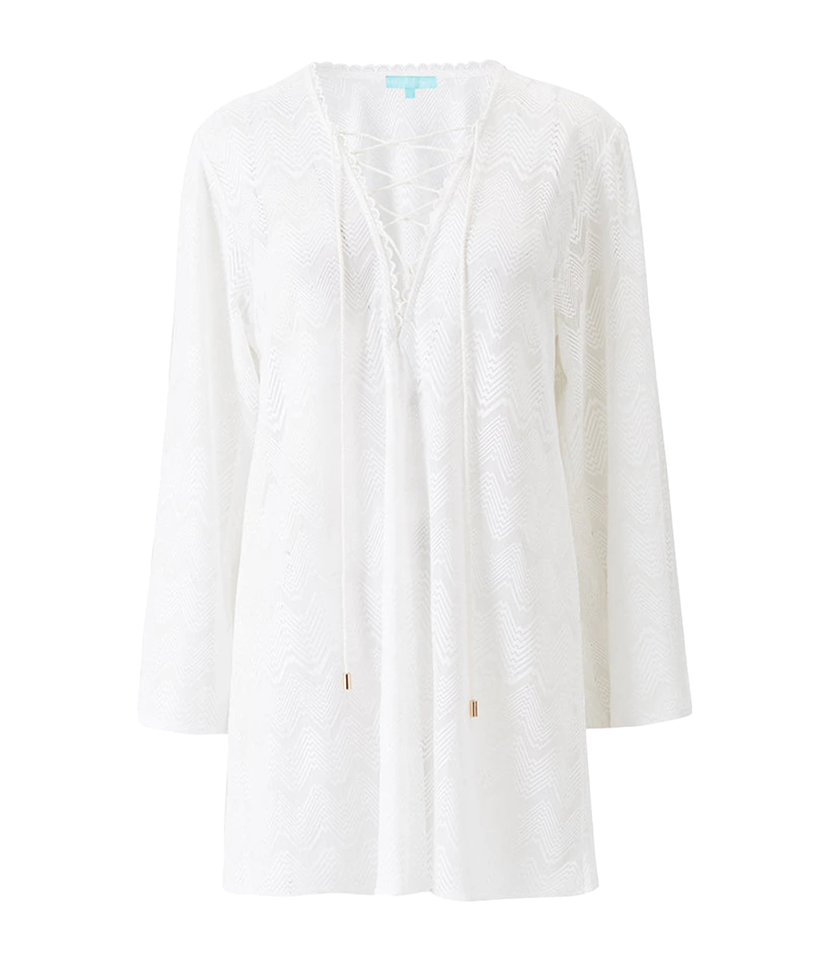 Elegant Design: The lace-up V-neckline provides a chic focal point, and the gold cord-ends add a subtle touch of sophistication.
Versatile Fit: Falling to mid-thigh, this short kaftan is ideal for pairing with swimwear or layering over your favorite resort dress.
Timeless White: The classic white hue gives this kaftan a clean, fresh look that complements every skin tone and swimwear style.