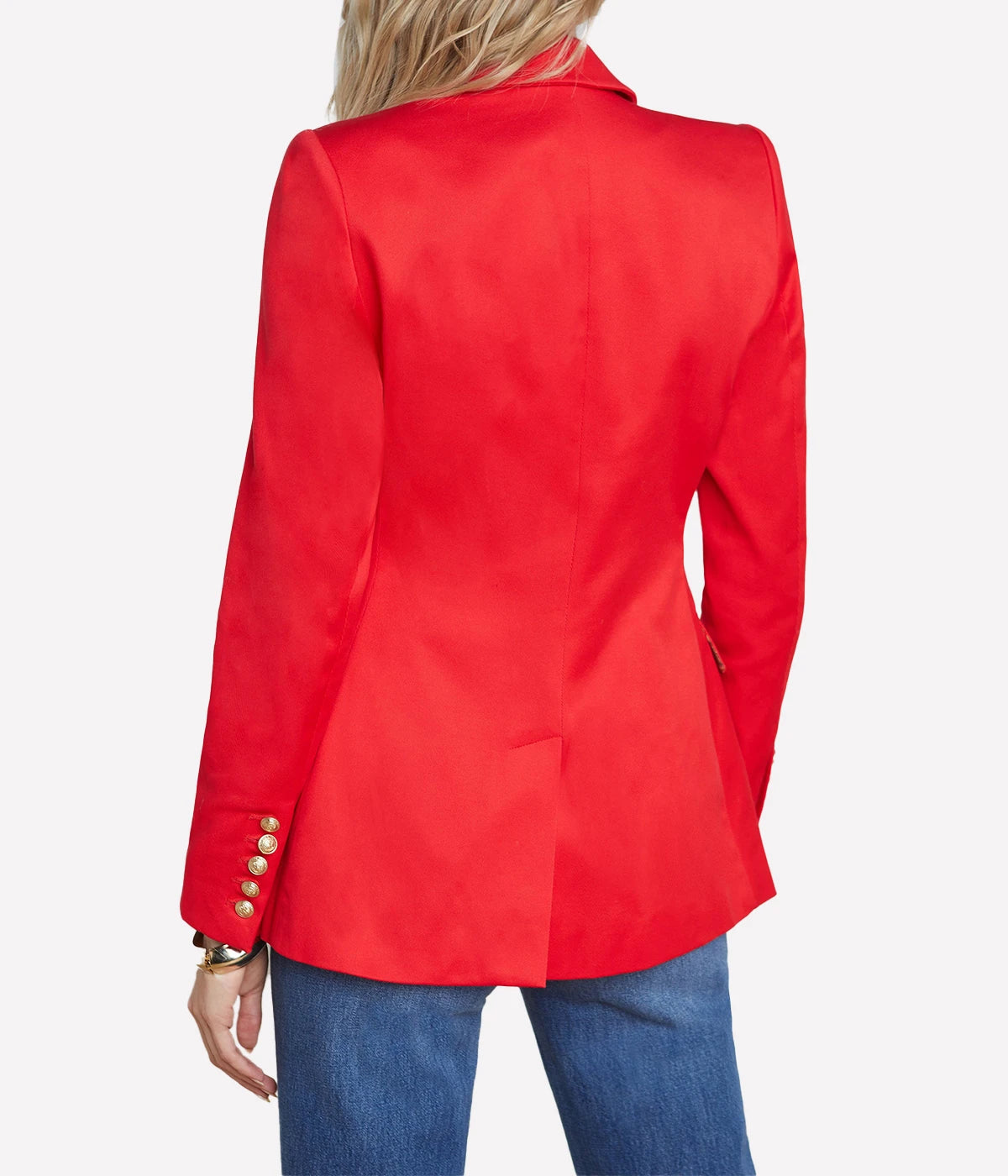 Kendi Long Double Breasted Blazer in High risk Red