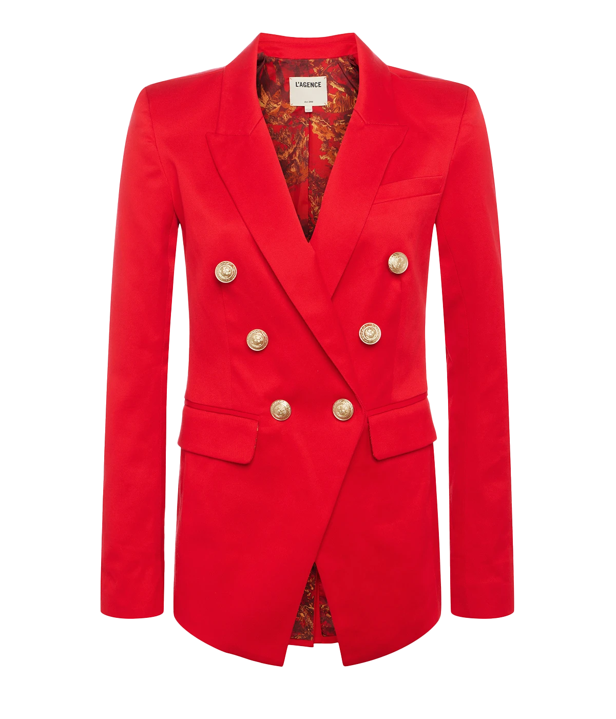 Kendi Long Double Breasted Blazer in High risk Red