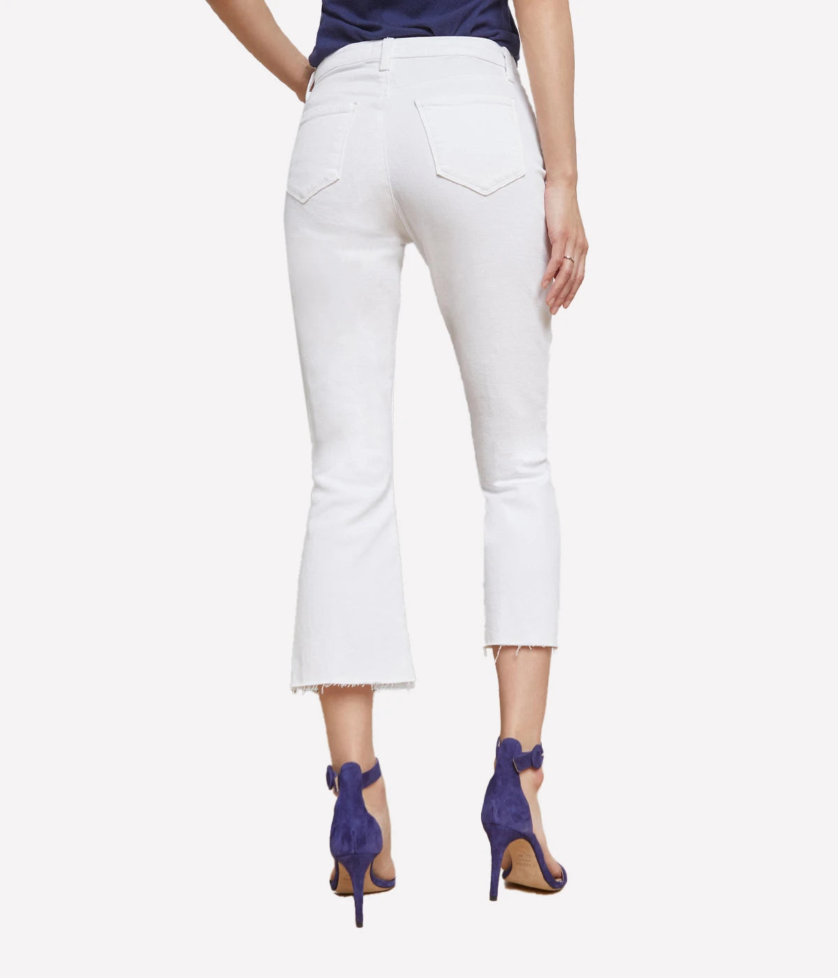 Kendra High Rise Crop Flare in Blanc