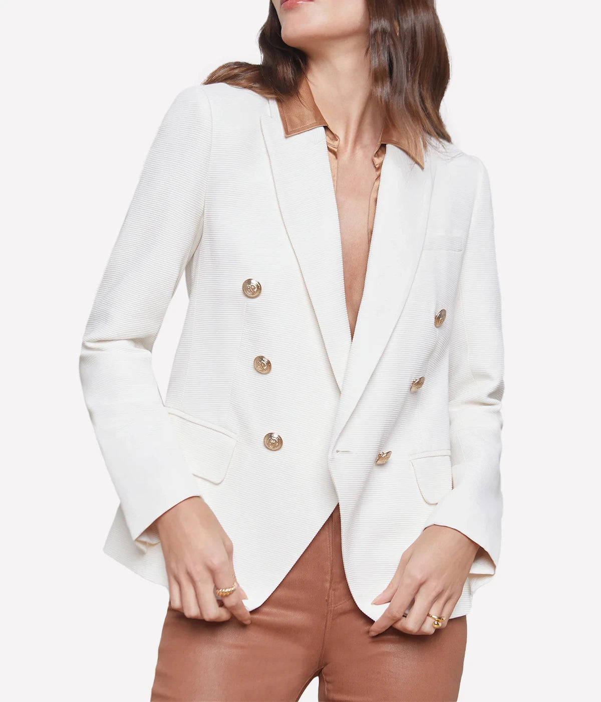 Kenzie Blazer in Ivory, Pearl & Silver