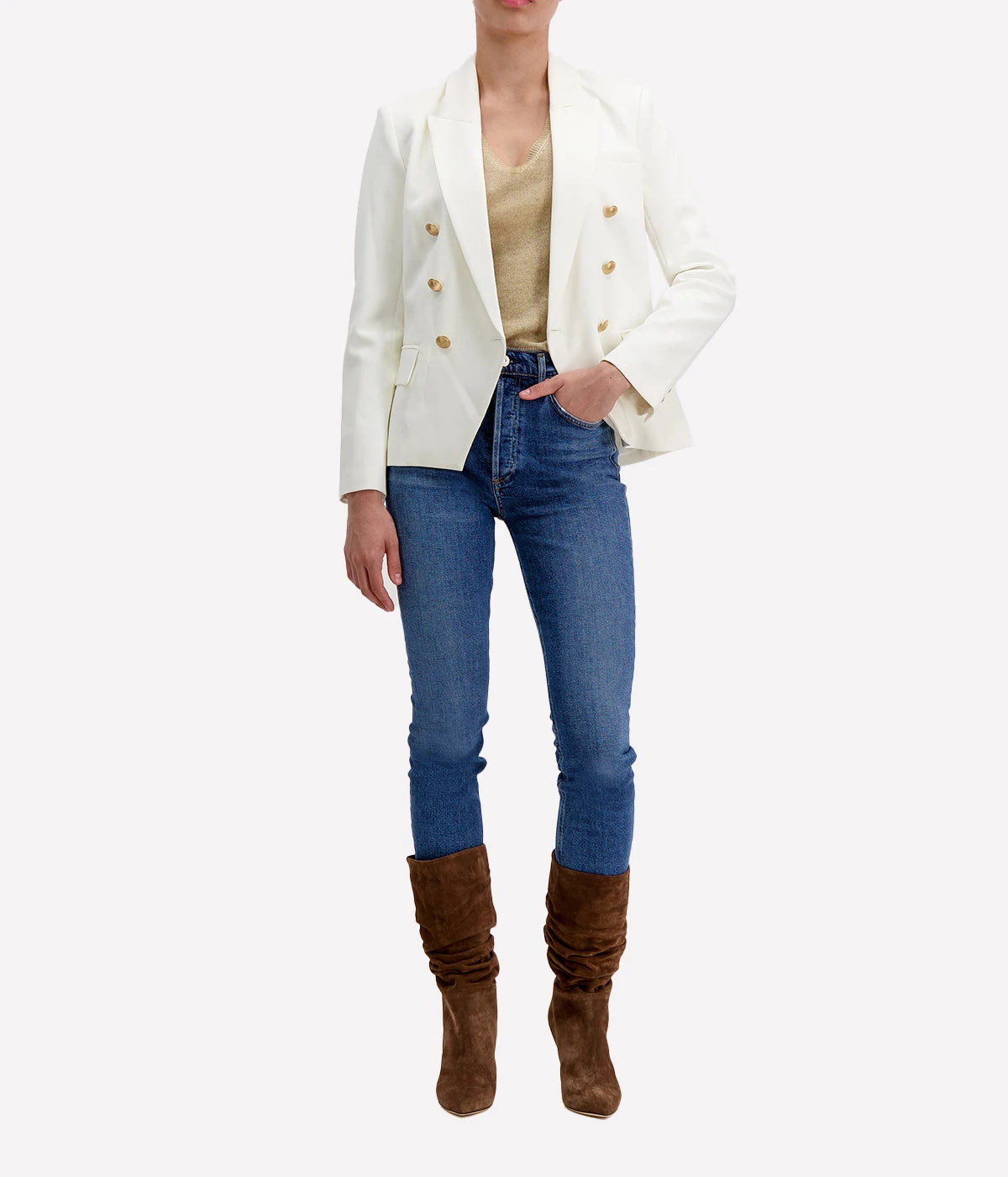 Kenzie Fitted Blazer in Ivory White
