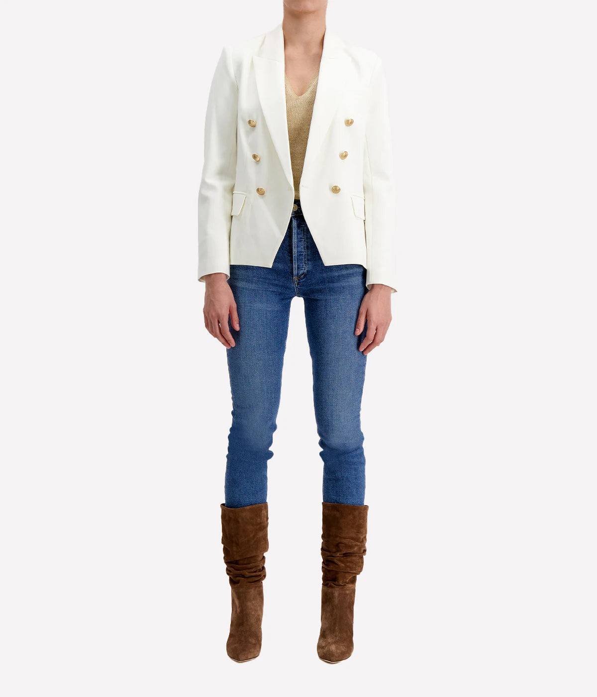 Kenzie Fitted Blazer in Ivory White