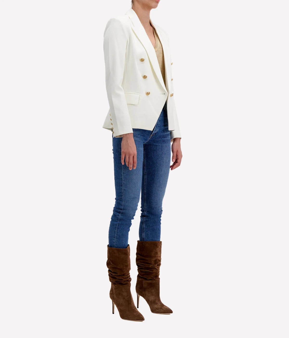 Kenzie Fitted Blazer in Ivory White