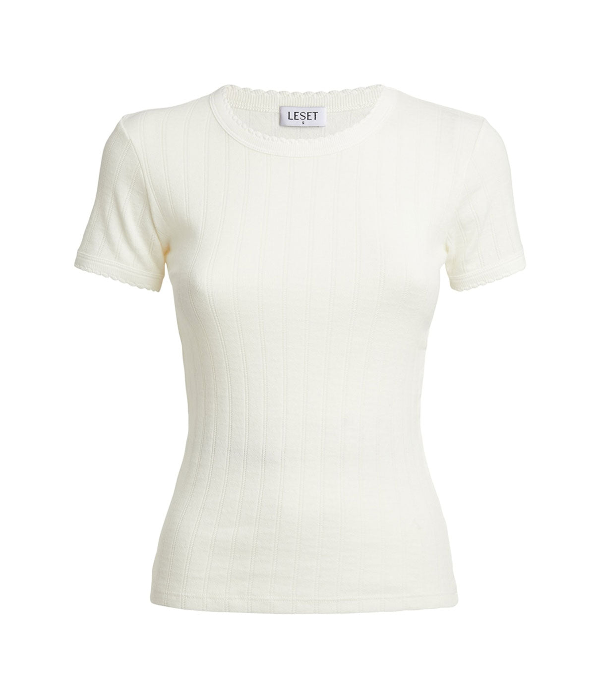 Pointelle Slim Fit Tee in White