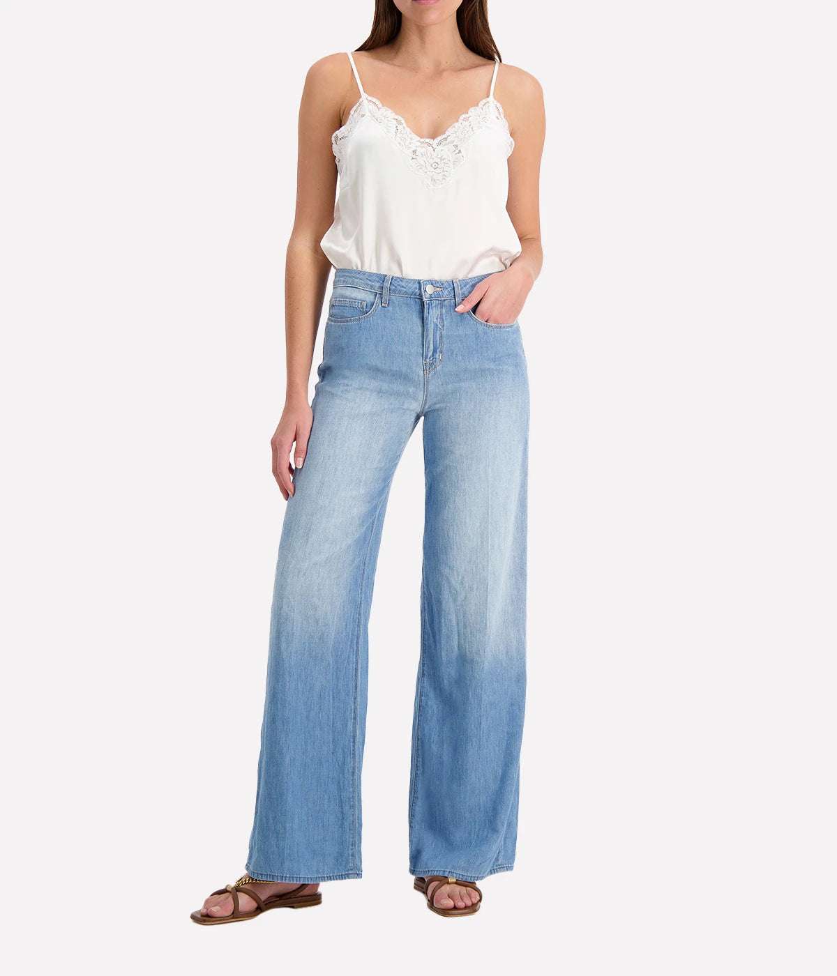Alicent H/R Wide Leg Jean in Havanna