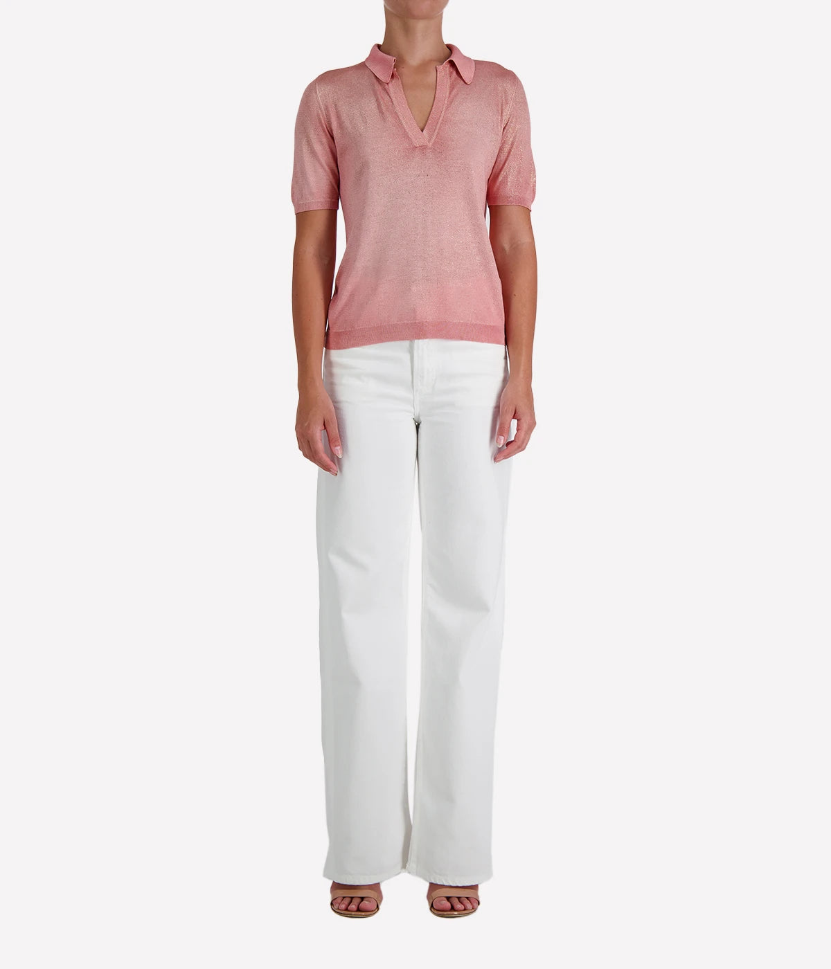 Laminated Polo Neck Pullover in SALE ROSA