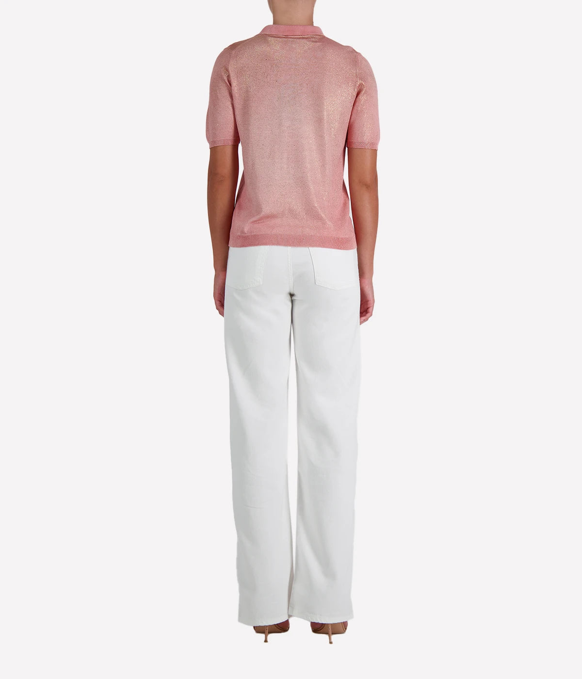 Laminated Polo Neck Pullover in SALE ROSA