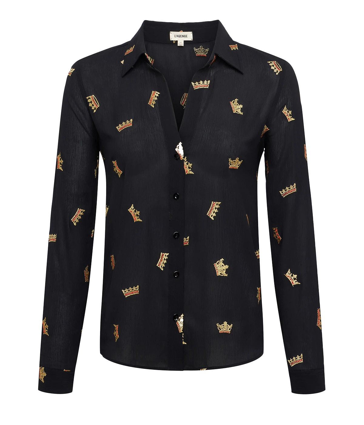 Laurent Shirt in Black & Gold Chain Embroidery