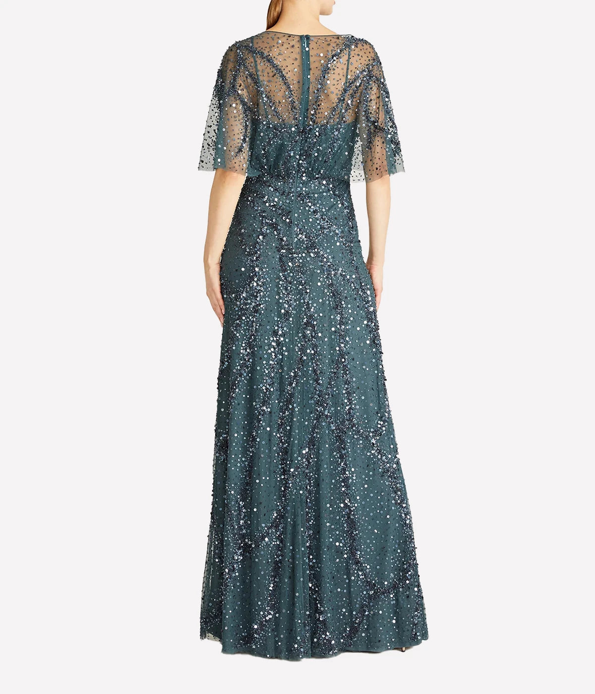 Lavinia Beaded Gown in Nile Blue