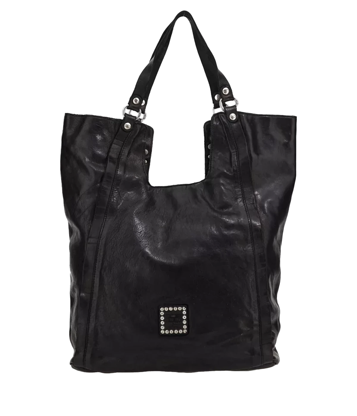 Leather Shopping Bag in Black
