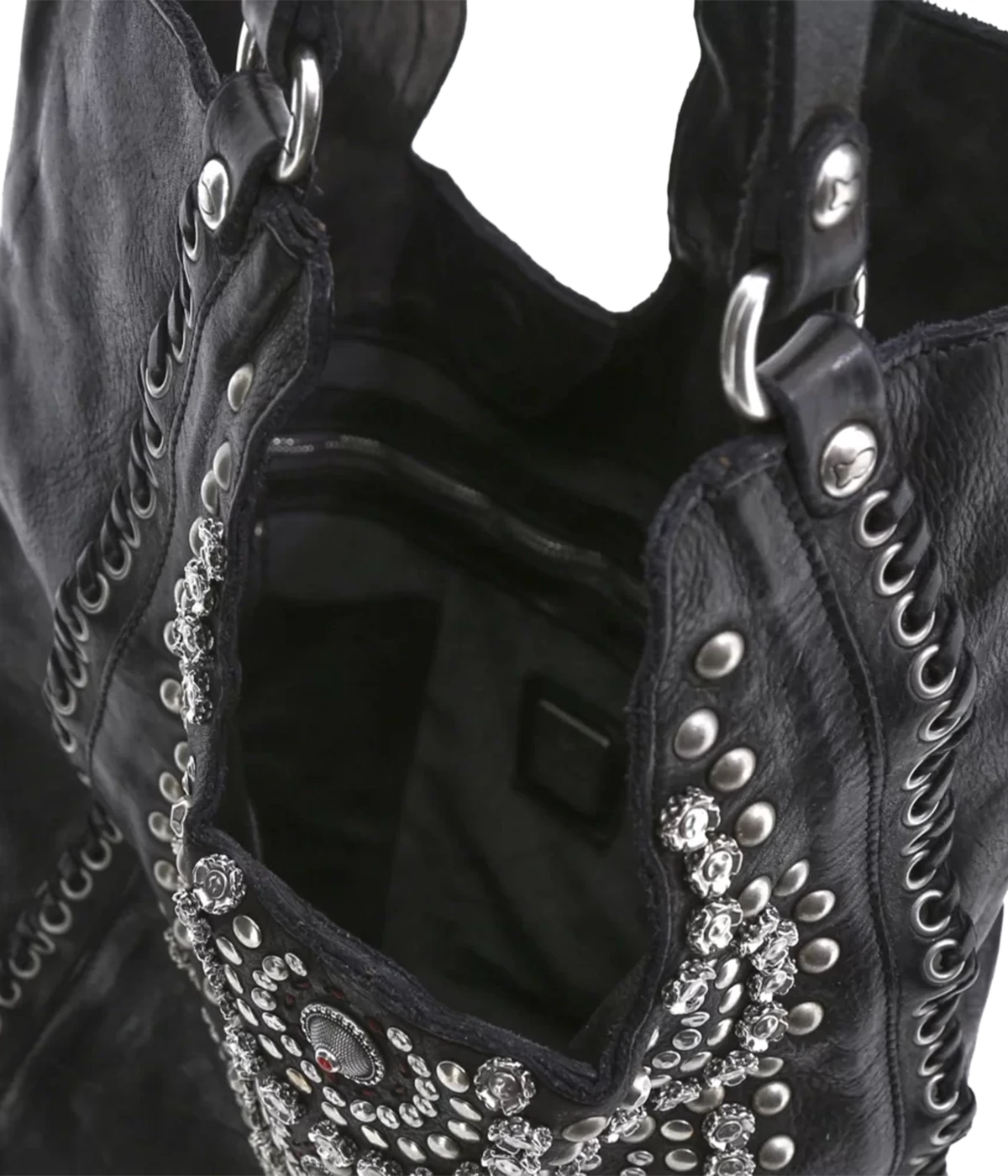 Leather Shopping Bag in Black