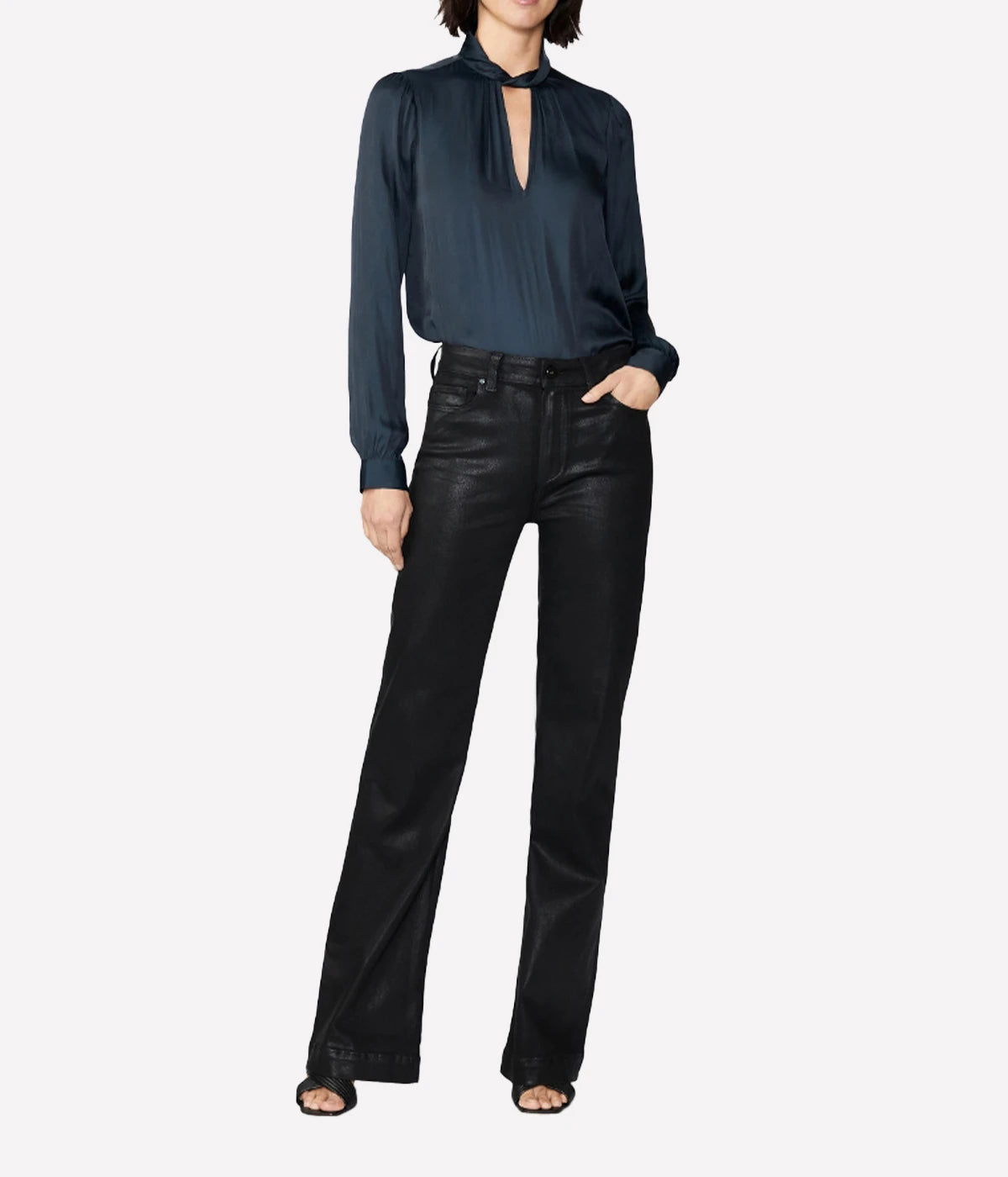 *FINAL SALE* Leenah Ankle Coated Jean in Black Fog Luxe