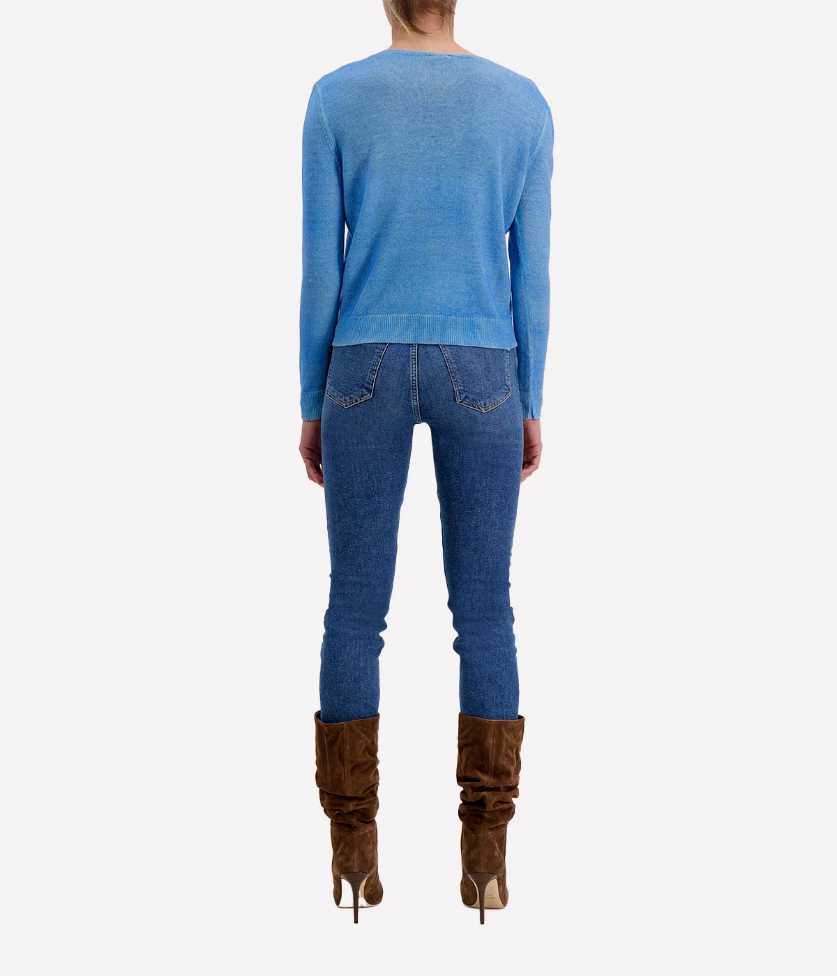 Light Cashmere Fitted V Neck Pullover in Gianduia