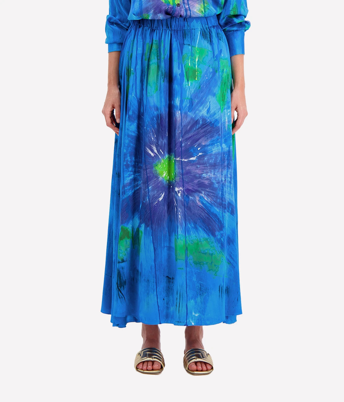 *FINAL SALE* Liquid Art Silk Skirt in Turchese
