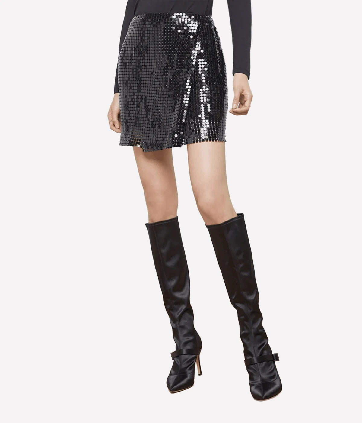 Liza Chainmail Wrap Skirt in Black