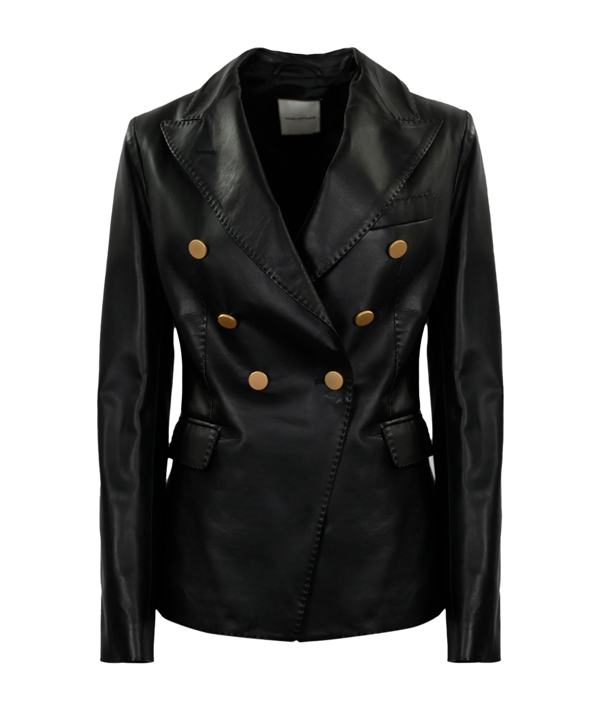 Lizzie Leather Blazer in Nero