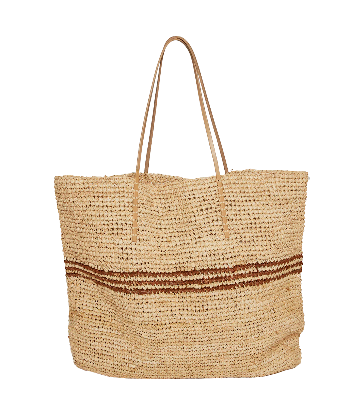 Luxe Stripe Tote in Natural Tobacco