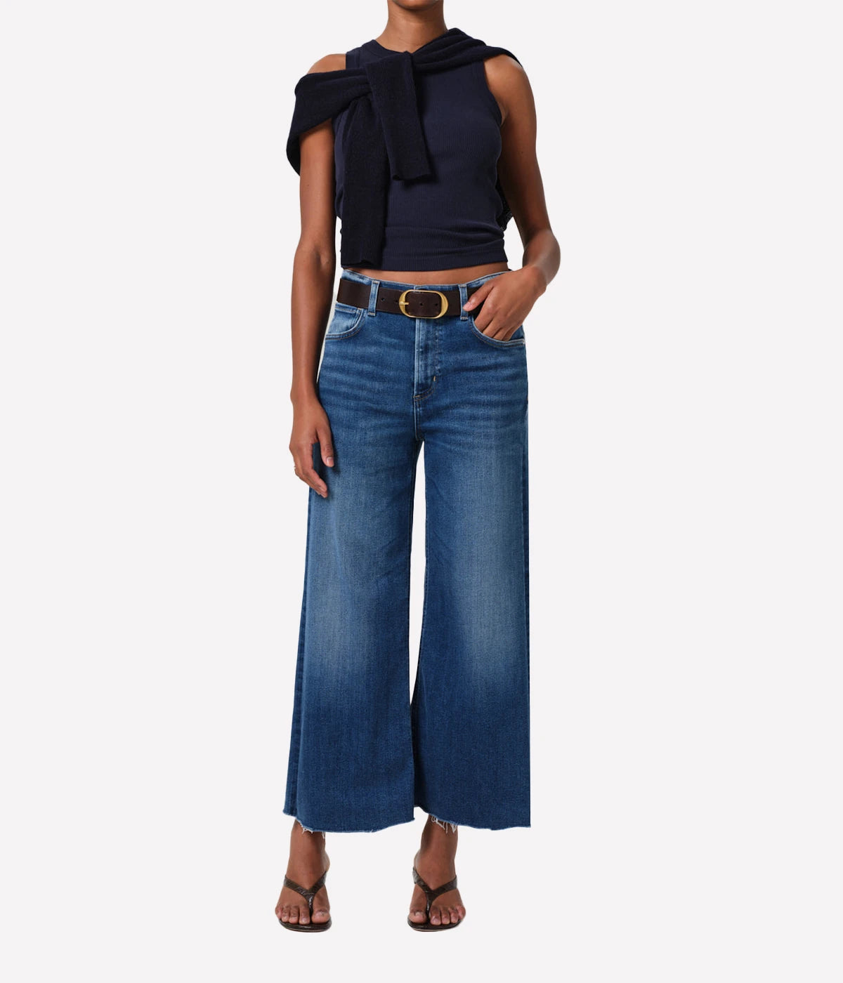 Lyra Crop Wide Leg Jean in Ambry