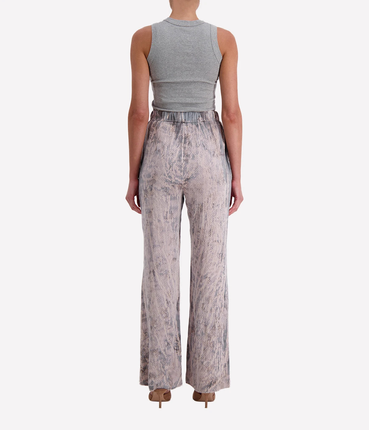 High Waist Wide Leg Pant in Pink Snake