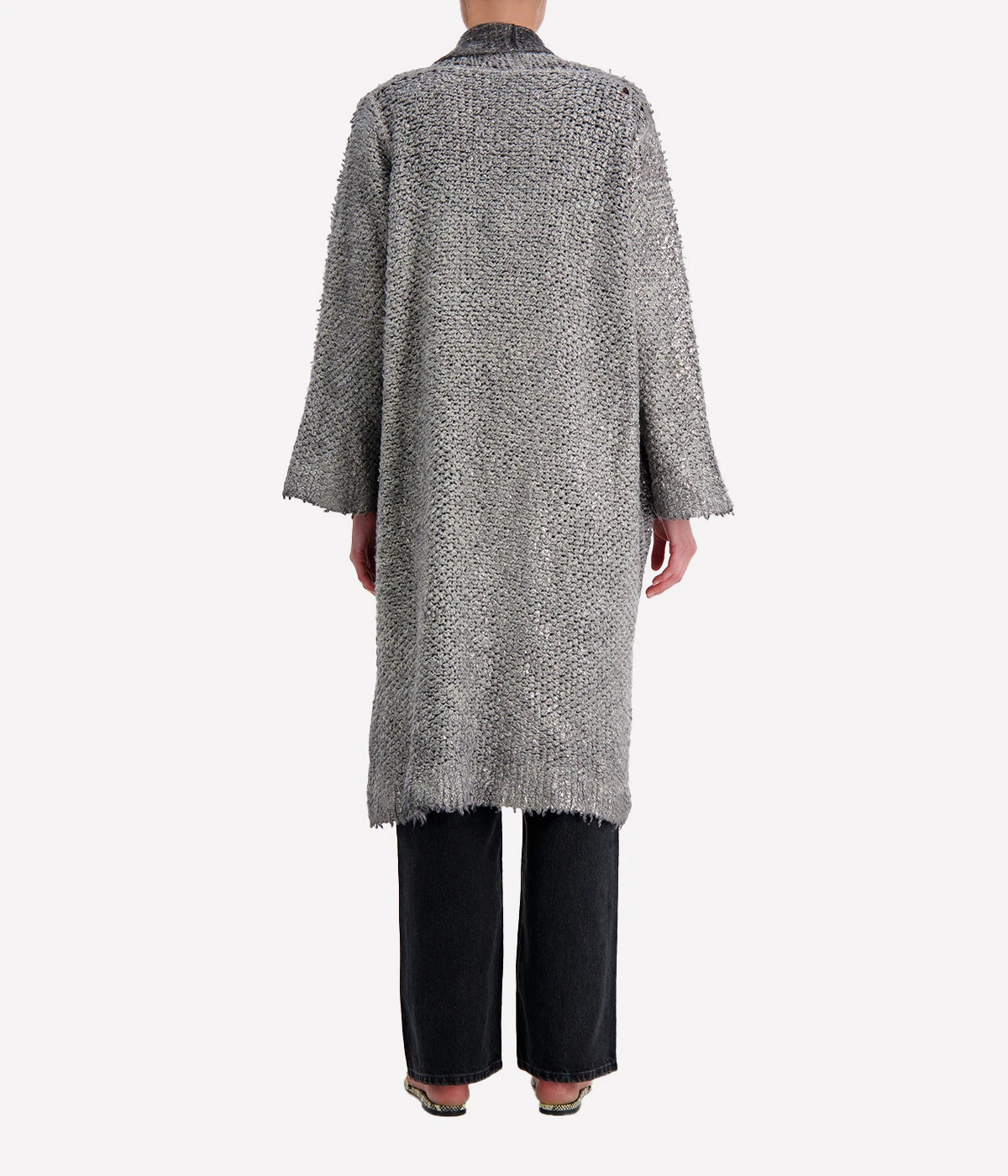Hand Painted Long Furry Cardigan with Lamination in Husky