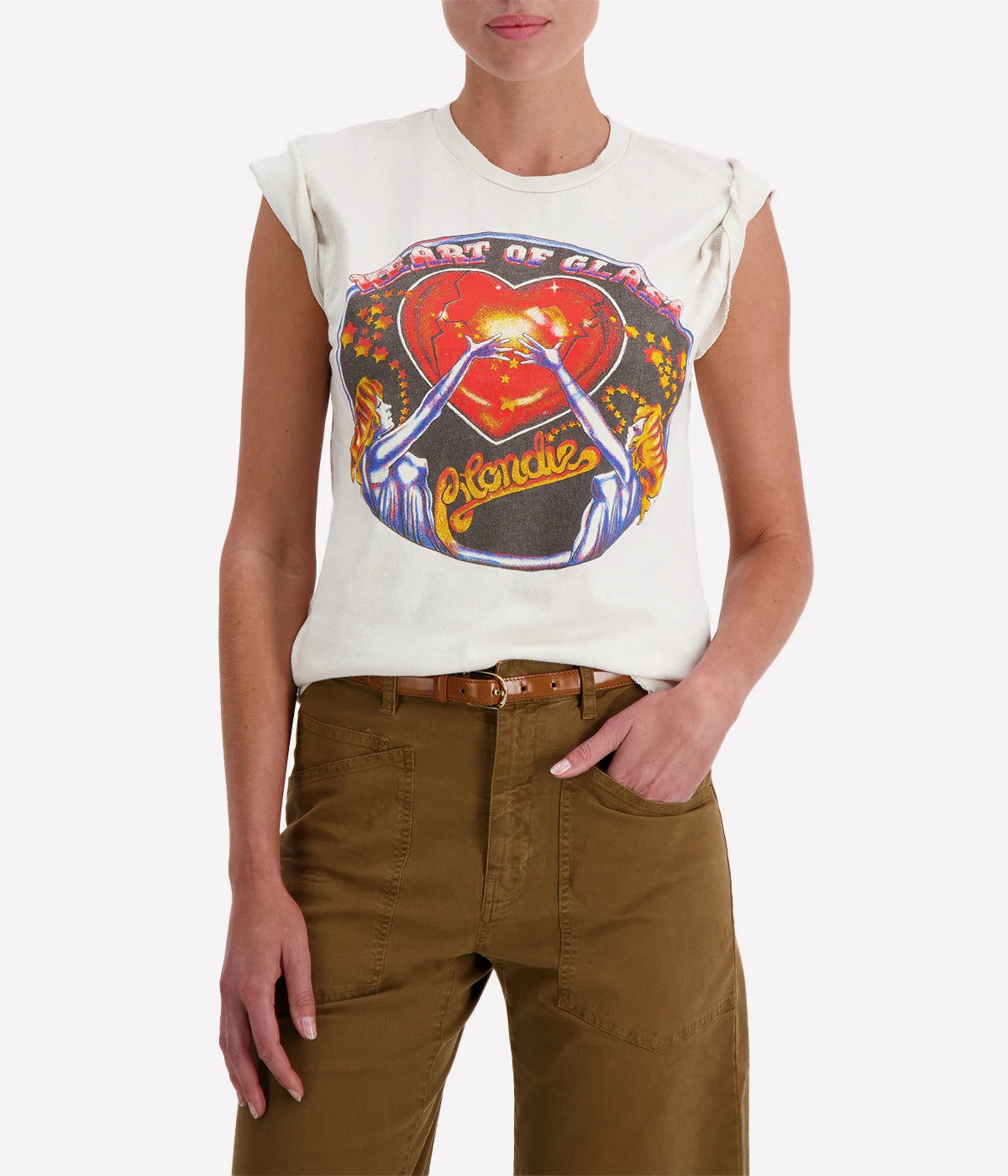 Blondie Heart Of Glass Crew Tee in Vintage White