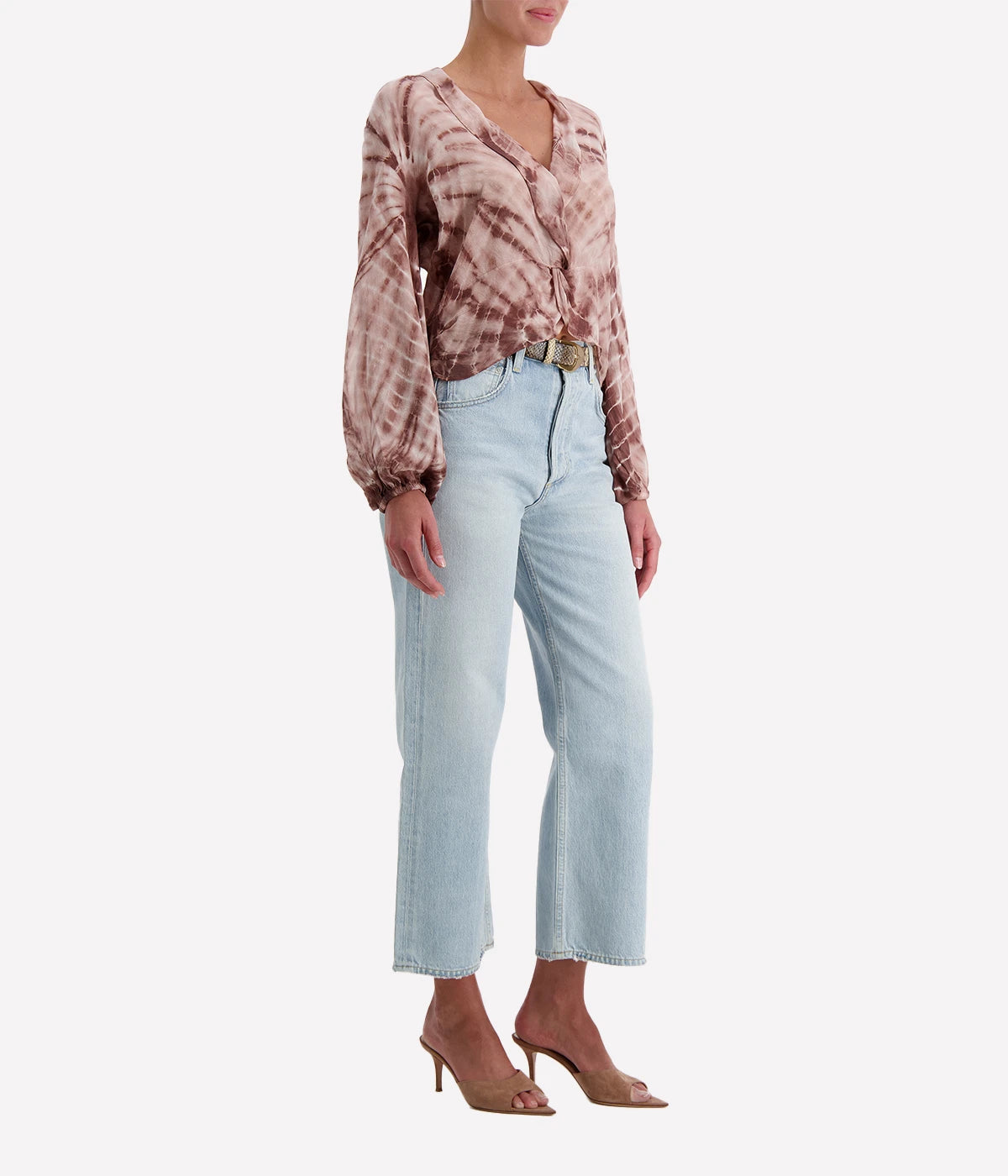 Knot Top In Washed Double Georgette in Mocha Spiral
