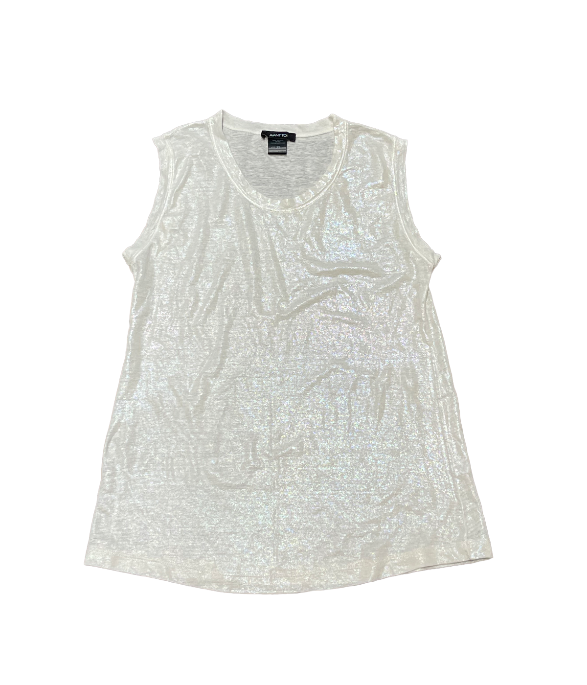 Hand Painted Linen Tank Top in Lamina Madreperla