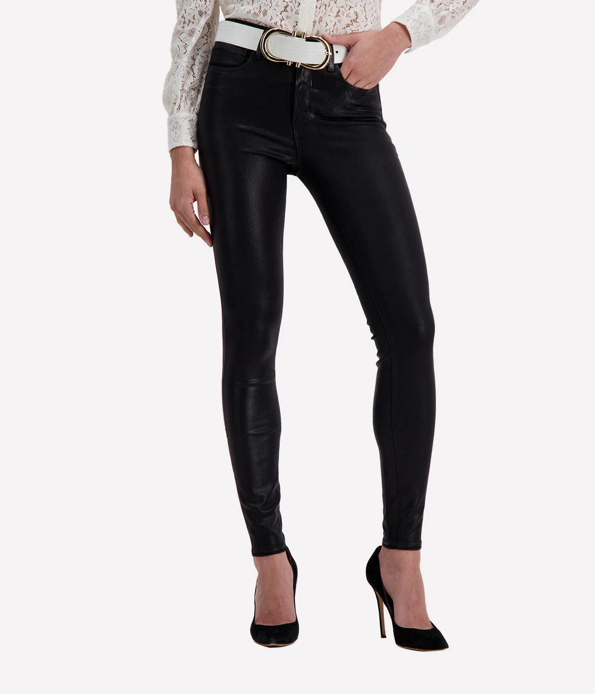 Marguerite High Rise Skinny Jean in Black Coated