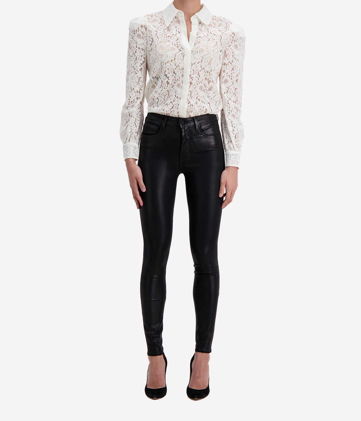 Marguerite High Rise Skinny Jean in Black Coated