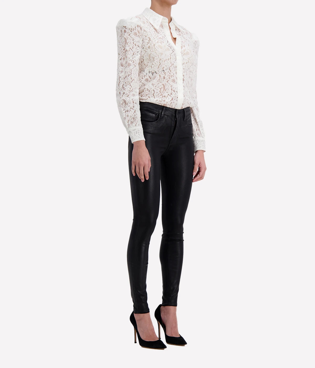 Marguerite High Rise Skinny Jean in Black Coated