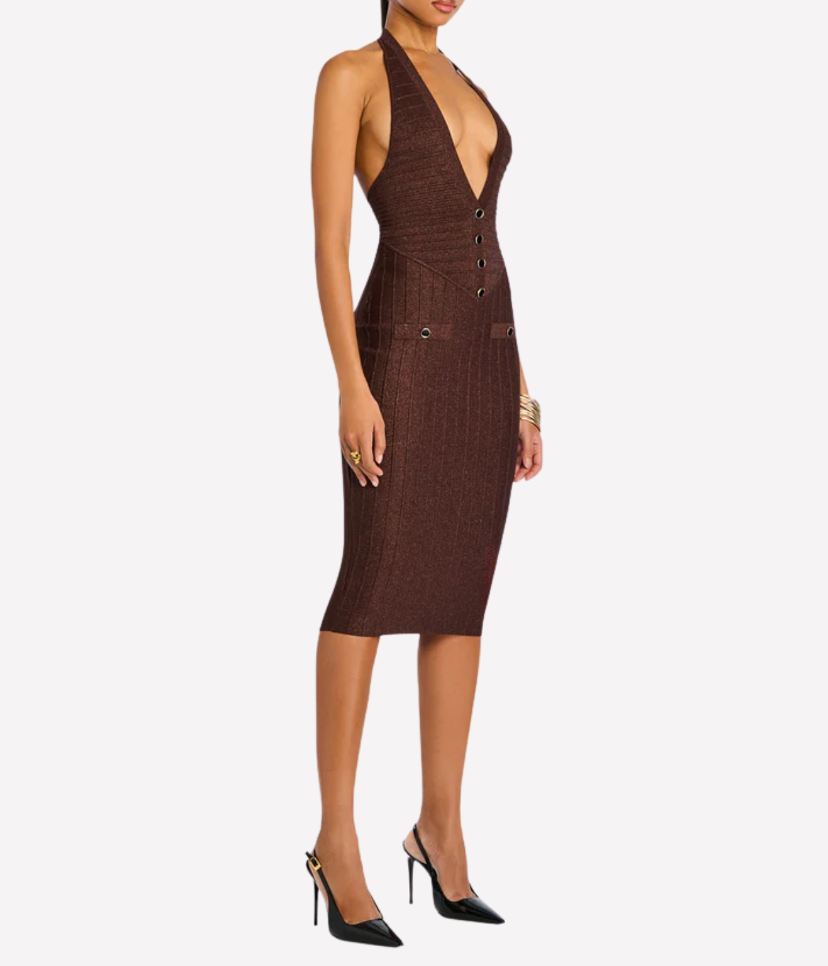 Marillina Knit Dress in Metallic Espresso