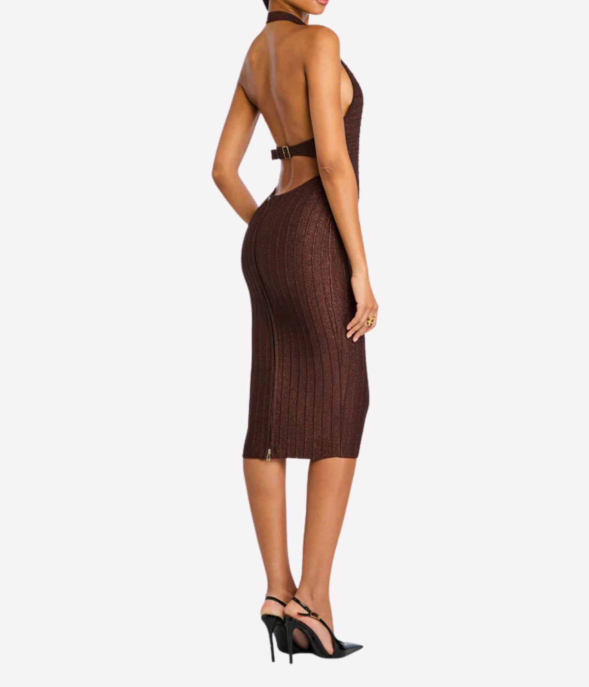 Marillina Knit Dress in Metallic Espresso