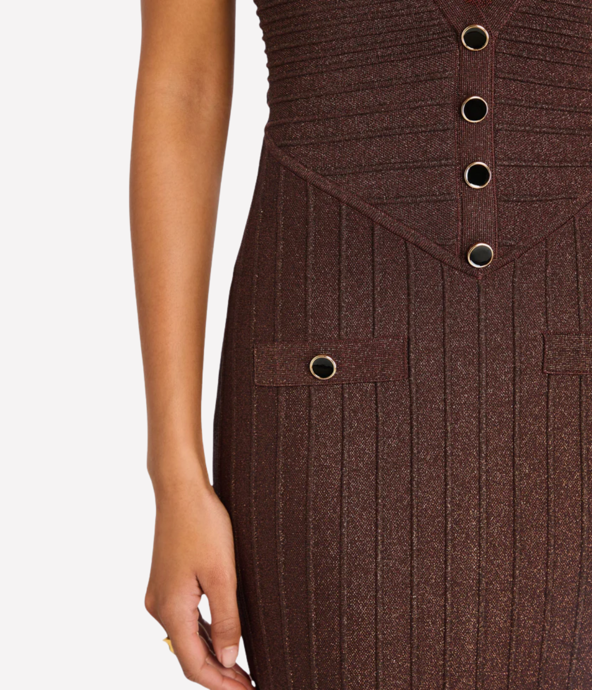 Marillina Knit Dress in Metallic Espresso