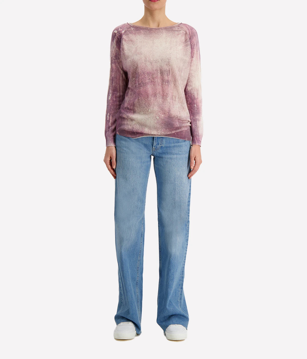 *FINAL SALE* Marmo Effect Boat Neck Cashmere Pullover in Lavender