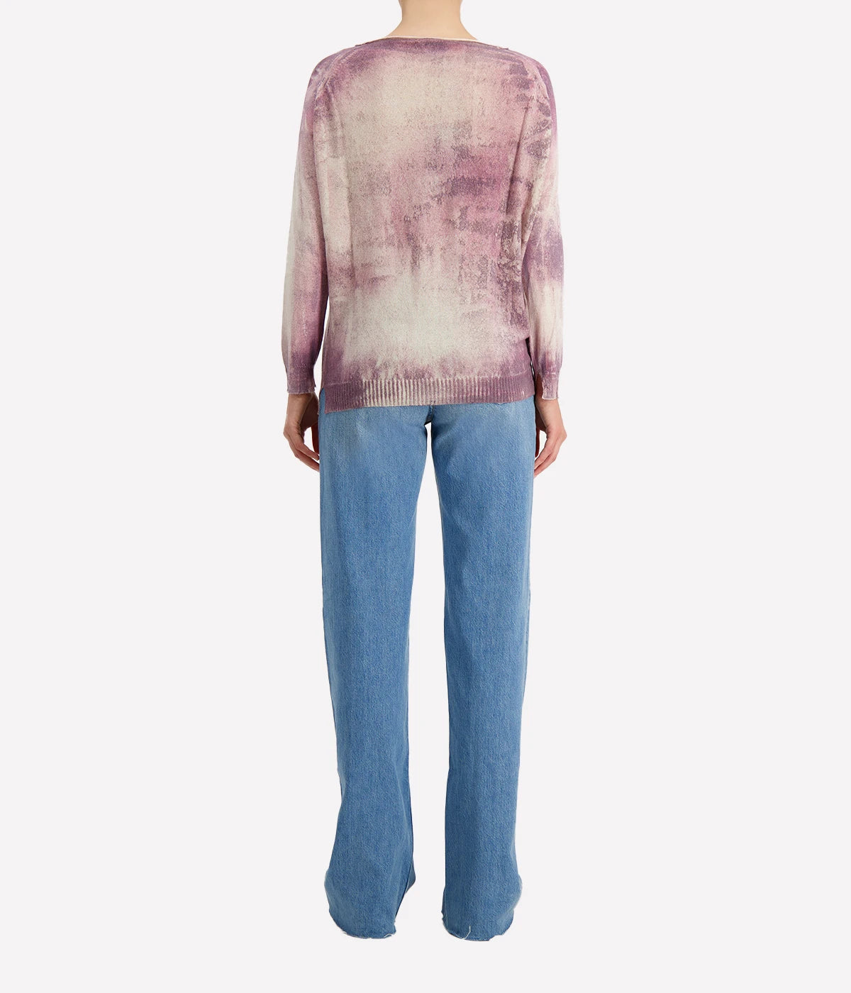 *FINAL SALE* Marmo Effect Boat Neck Cashmere Pullover in Lavender